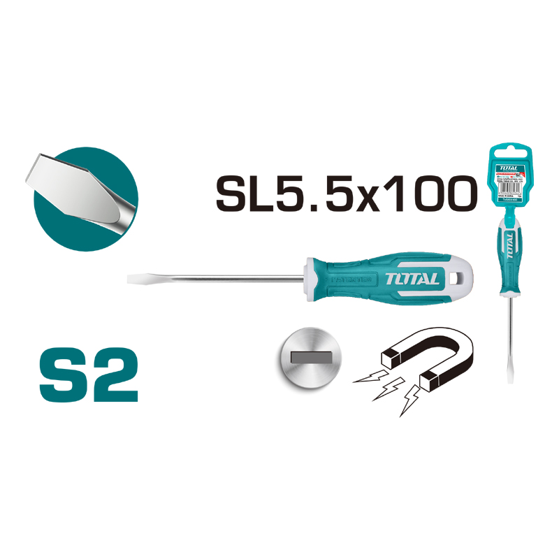 Screwdriver 100mm Slotted 40Cr S2, TOTAL TOOLS | Altiven Power Tools